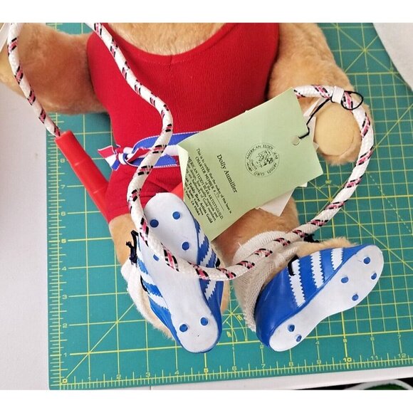 Athlete bear jump rope‎ 16" Plush Dolly Aumiller Jane 1985 honey hill red white - Picture 10 of 12
